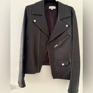 & Other Stories Black Leather Biker Jacket size 6